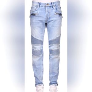 Balmain Men's Distressed Multi-Ribbed Tapered Jeans